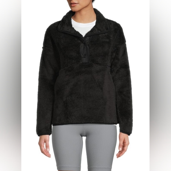 Spyder Cozy Faux Fur Pullover Jacket-Black-Size Large-NWT - Picture 1 of 11